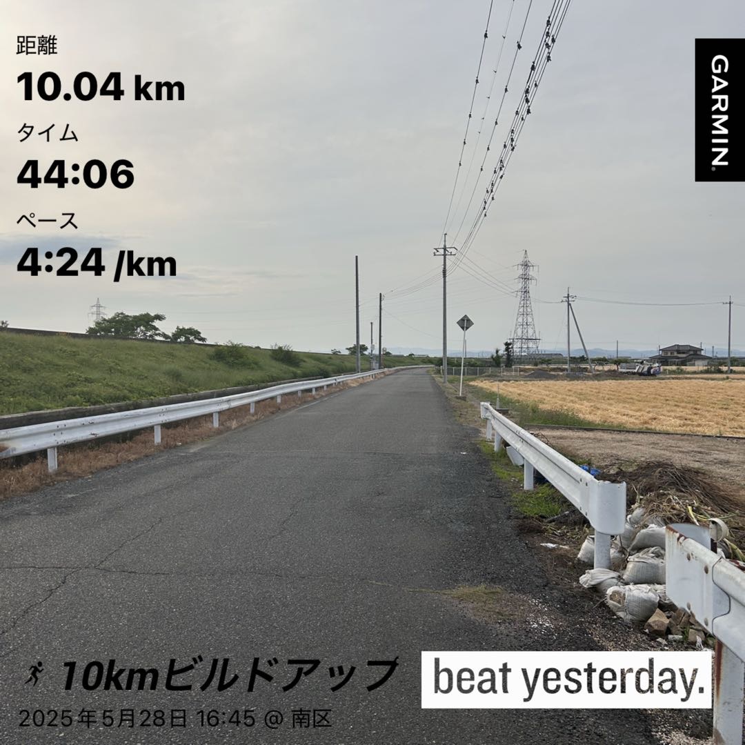5/28【ラン記録】ビルドビルドアップ10km疲労の中でも粘り切れた一本|シューズ:アシックス スーパーブラスト