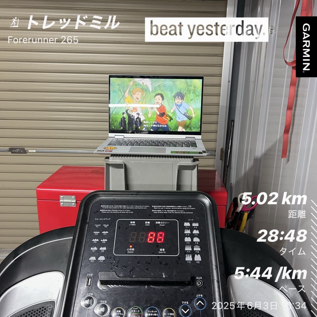 6/3 【ラン記録】5㎞ ラン記録や夜勤明けでも継続できる!ルームランナー(トレッドミル)